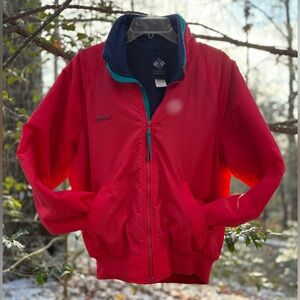 Vtg Columbia Red Jacket with Navy Fleece Lining